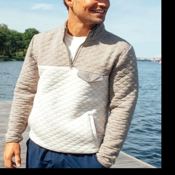 Marine Layer Oatmeal Colorblock Heavyweight Corbet Pullover Size Medium - Picture 1 of 11